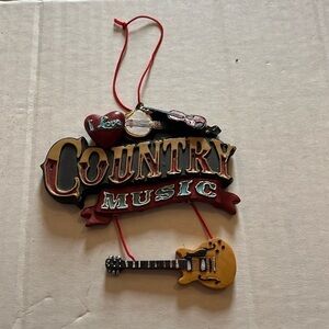 I love country music plaque ornament. Guitar banjo, violin. Christmas ornament.